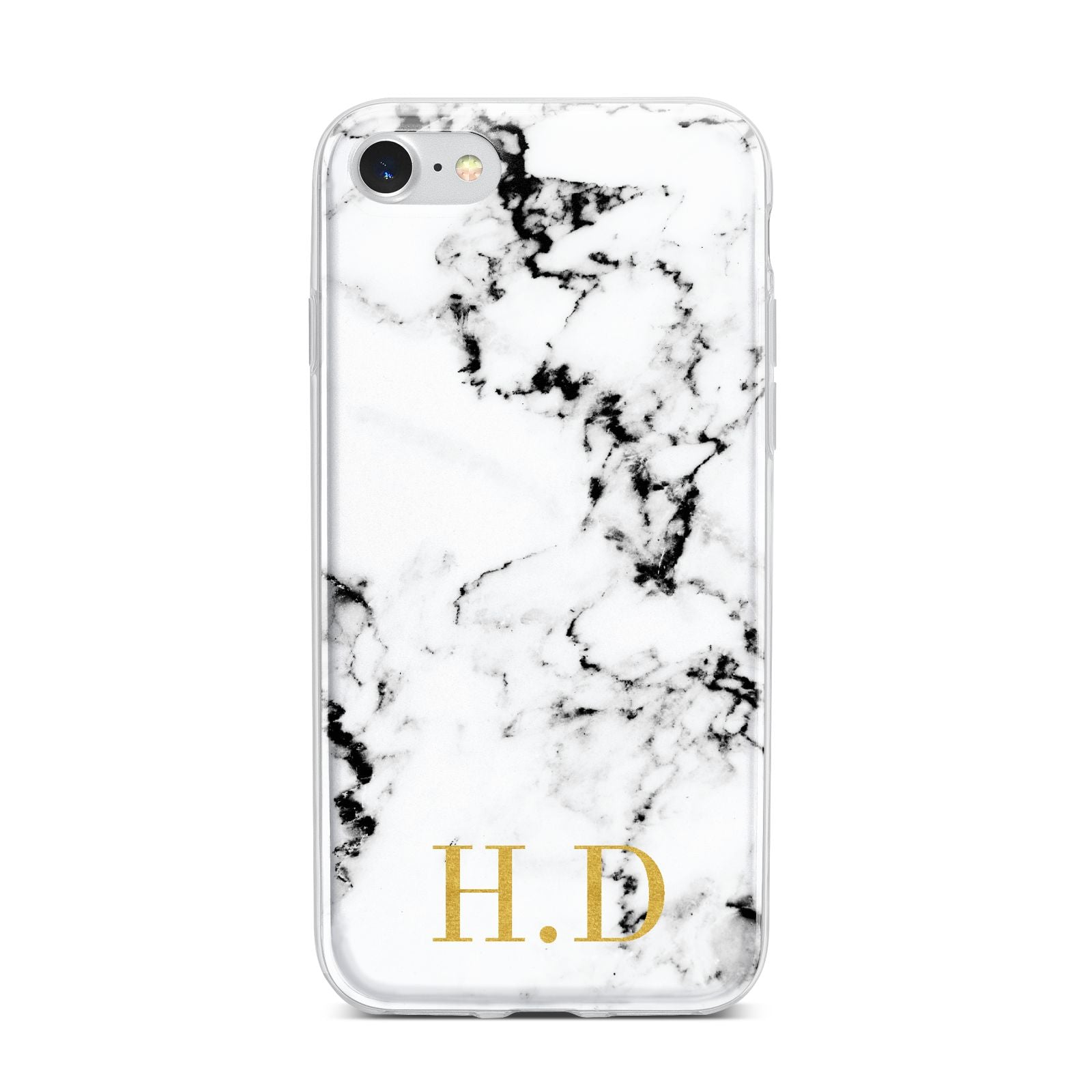 Personalised Gold Initials Marble New iPhone 7 Bumper Case on Silver iPhone