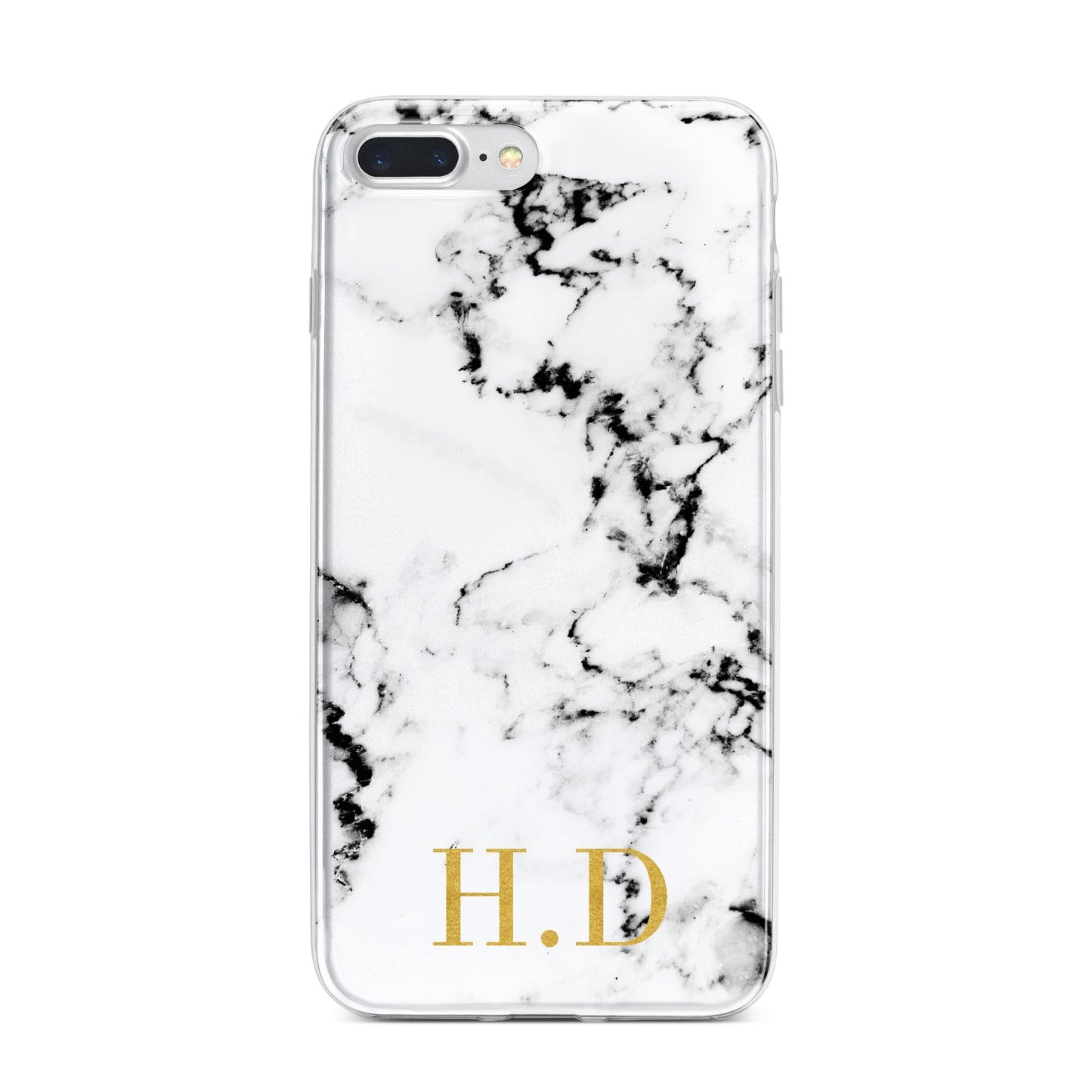 Personalised Gold Initials Marble New iPhone 7 Plus Bumper Case on Silver iPhone