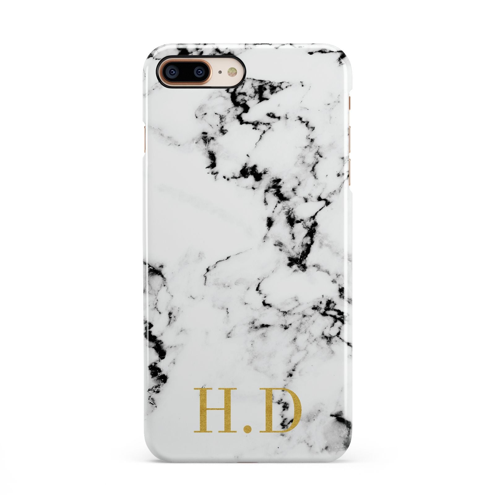 Personalised Gold Initials Marble New iPhone 8 Plus 3D Snap Case on Gold Phone