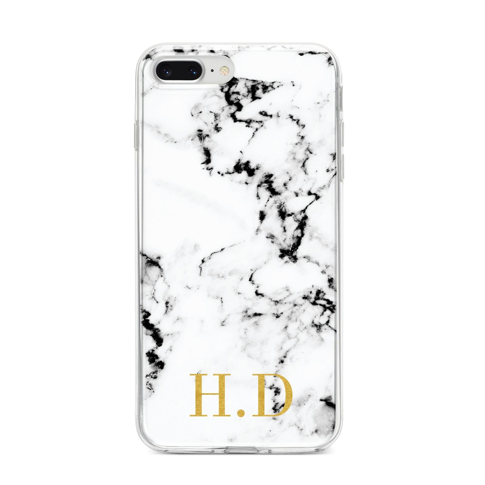 Personalised Gold Initials Marble New iPhone 8 Plus Bumper Case on Silver iPhone