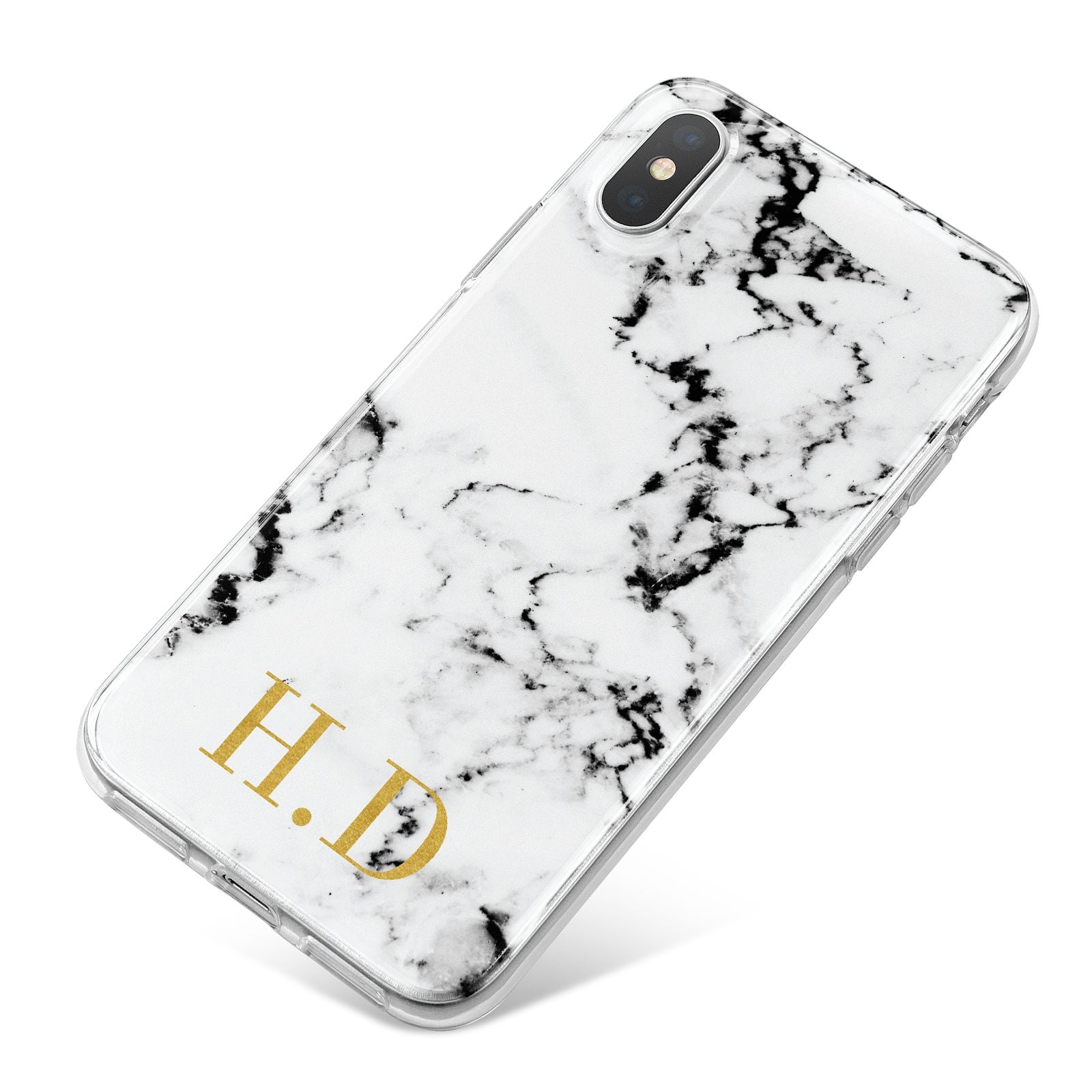 Personalised Gold Initials Marble New iPhone X Bumper Case on Silver iPhone