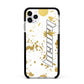 Personalised Gold Ink Splash Apple iPhone 11 Pro Max in Silver with Black Impact Case
