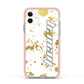 Personalised Gold Ink Splash Apple iPhone 11 in White with Pink Impact Case