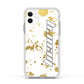 Personalised Gold Ink Splash Apple iPhone 11 in White with White Impact Case