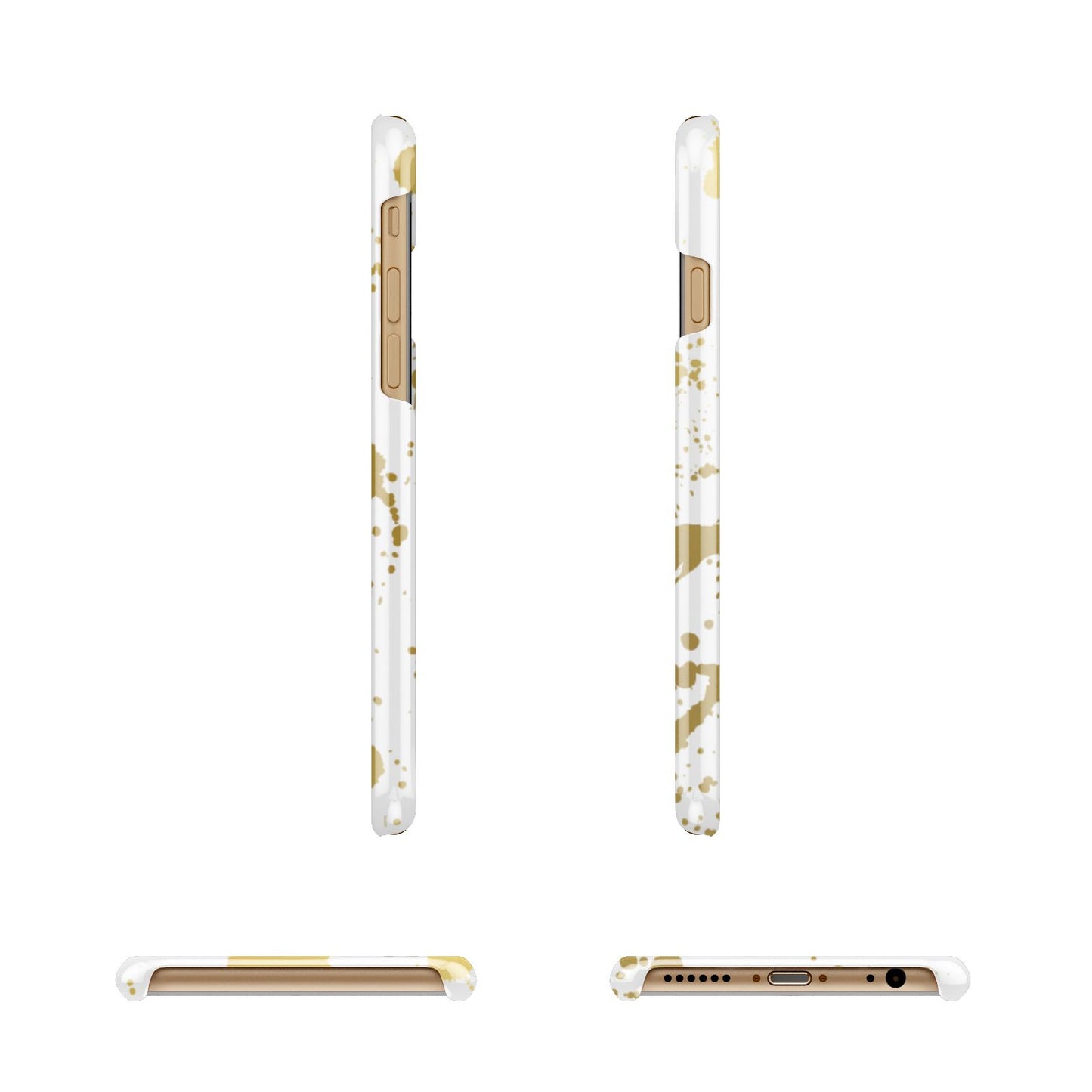 Personalised Gold Ink Splash Apple iPhone 6 3D Wrap Snap Case Angled Images