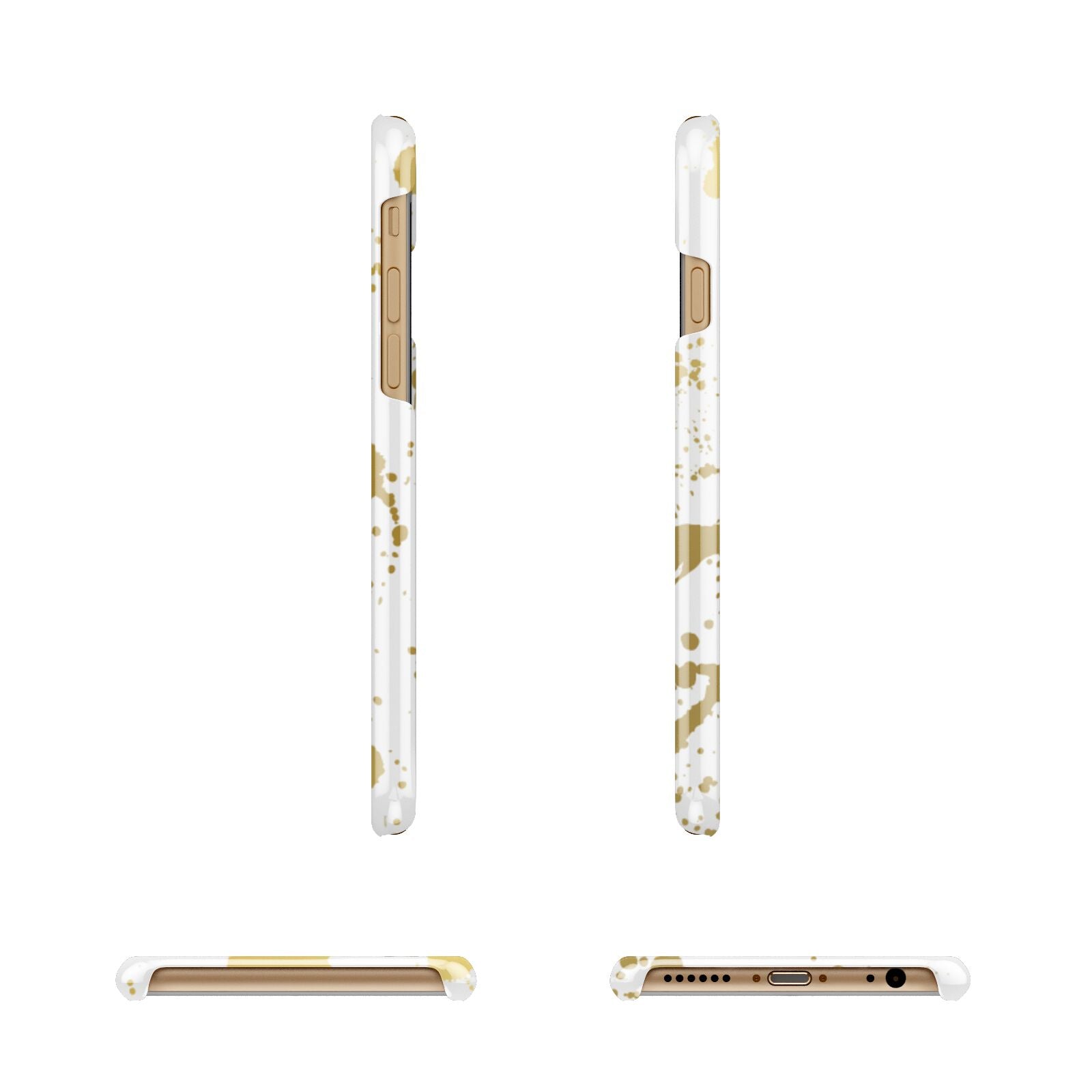 Personalised Gold Ink Splash Apple iPhone 6 3D Wrap Snap Case Angled Images