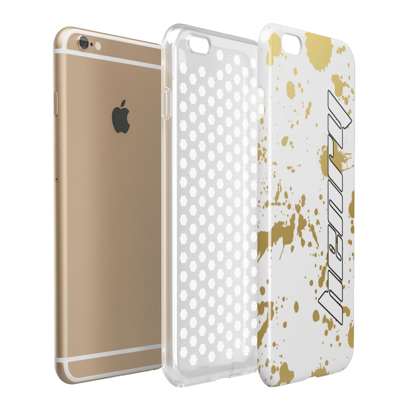 Personalised Gold Ink Splash Apple iPhone 6 Plus 3D Tough Case Expand Detail Image