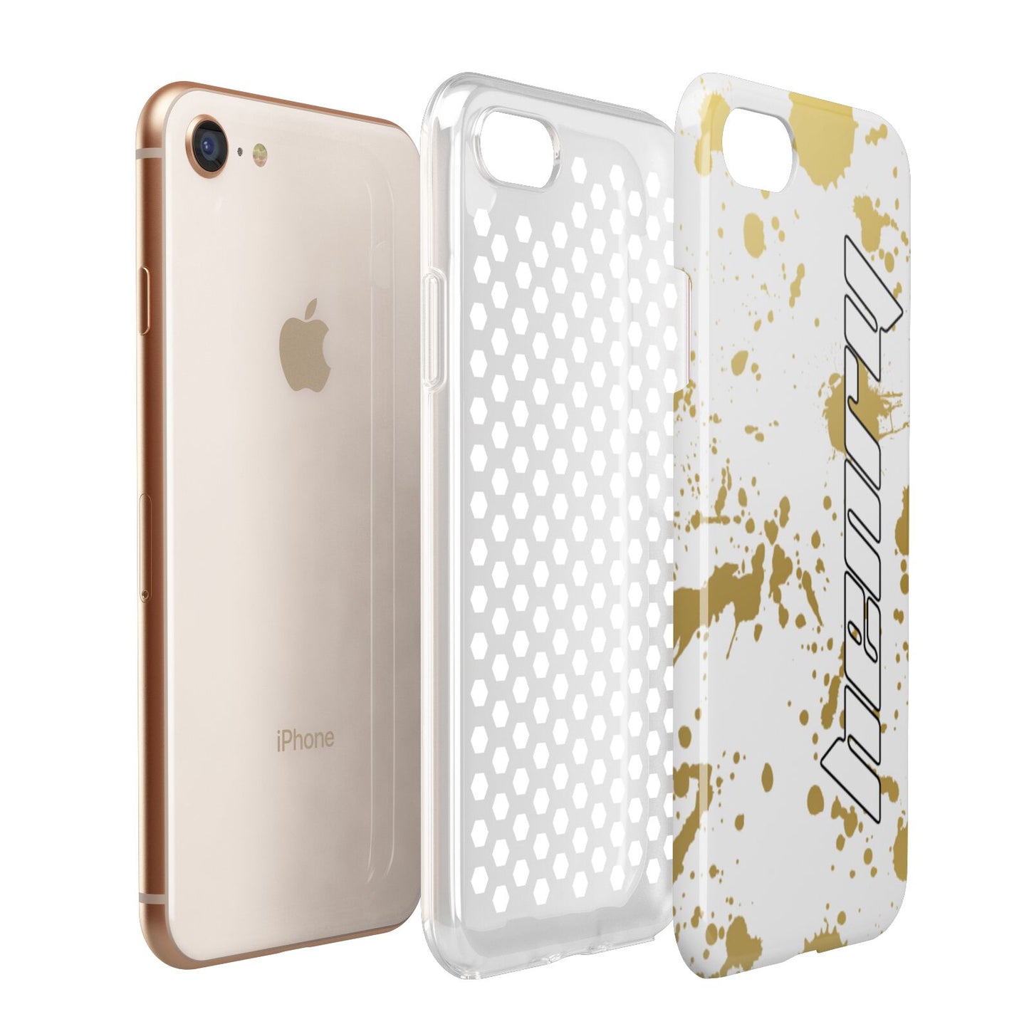 Personalised Gold Ink Splash Apple iPhone 7 8 3D Tough Case Expanded View