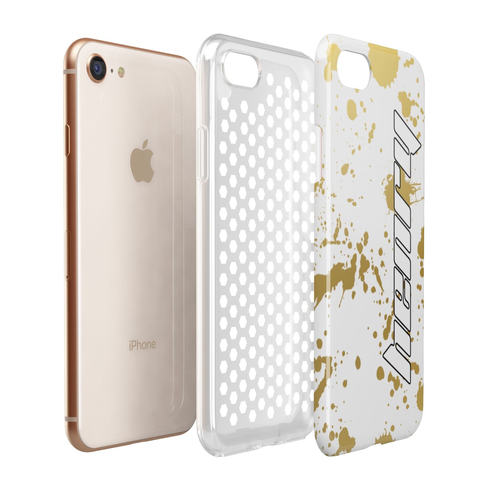 Personalised Gold Ink Splash Apple iPhone 7 8 3D Tough Case Expanded View