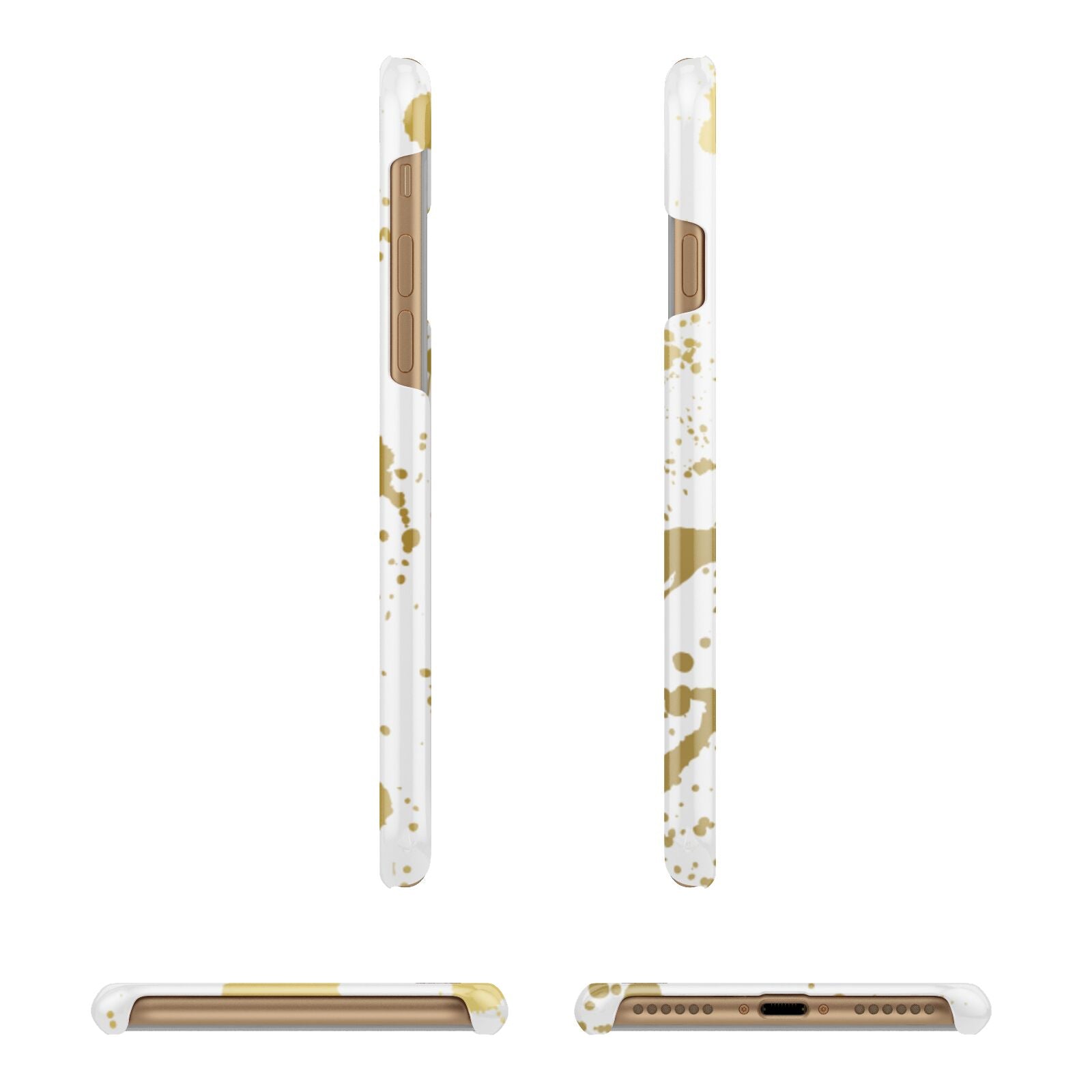 Personalised Gold Ink Splash Apple iPhone 7 8 3D Wrap Snap Case Angled Images