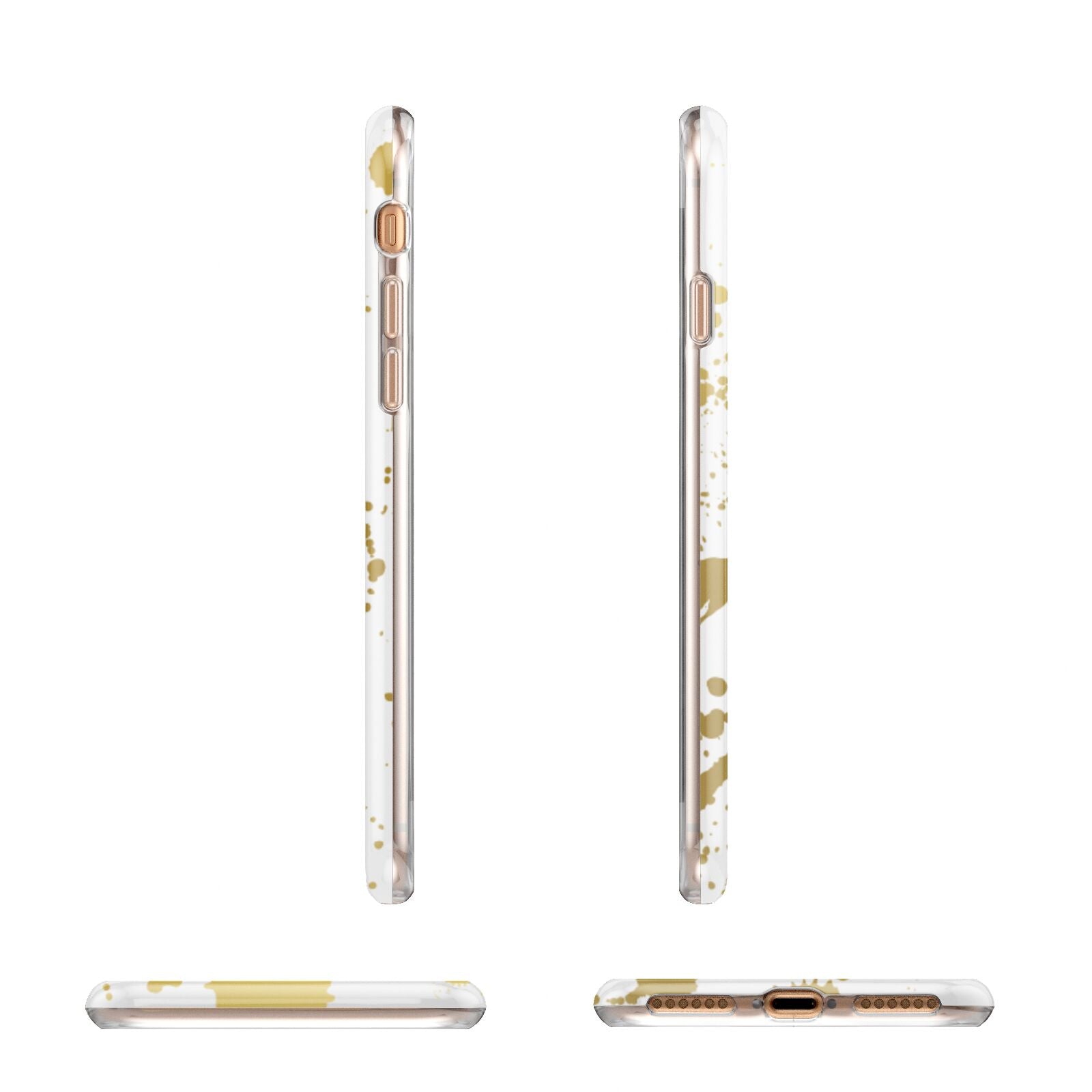 Personalised Gold Ink Splash Apple iPhone 7 8 3D Wrap Tough Case Alternative Image Angles