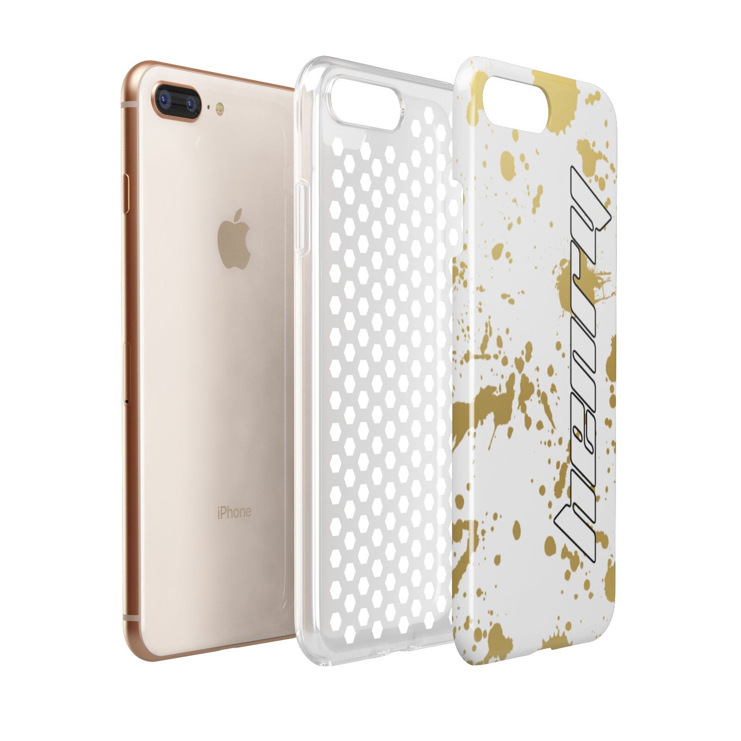 Personalised Gold Ink Splash Apple iPhone 7 8 Plus 3D Tough Case Expanded View