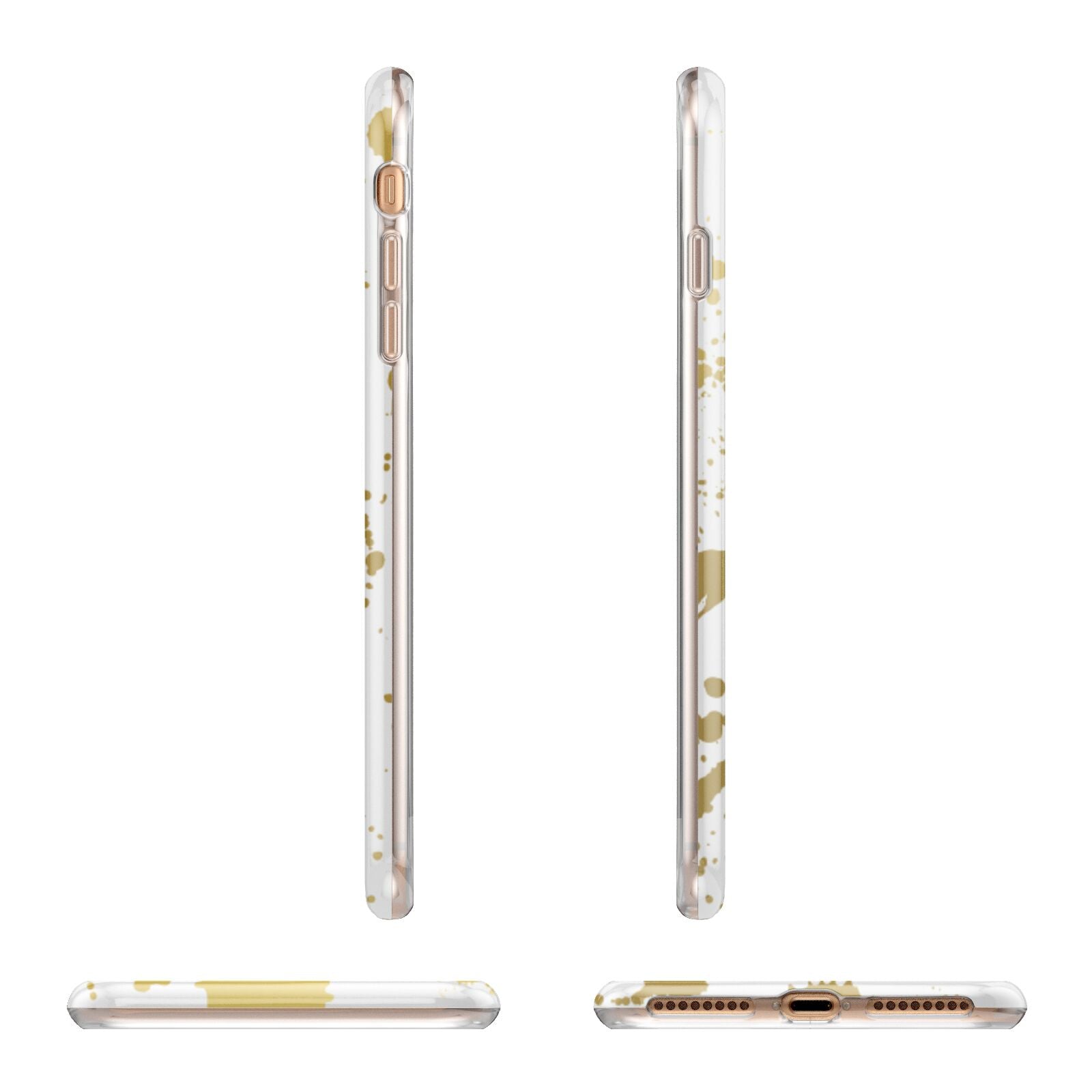 Personalised Gold Ink Splash Apple iPhone 7 8 Plus 3D Wrap Tough Case Alternative Image Angles
