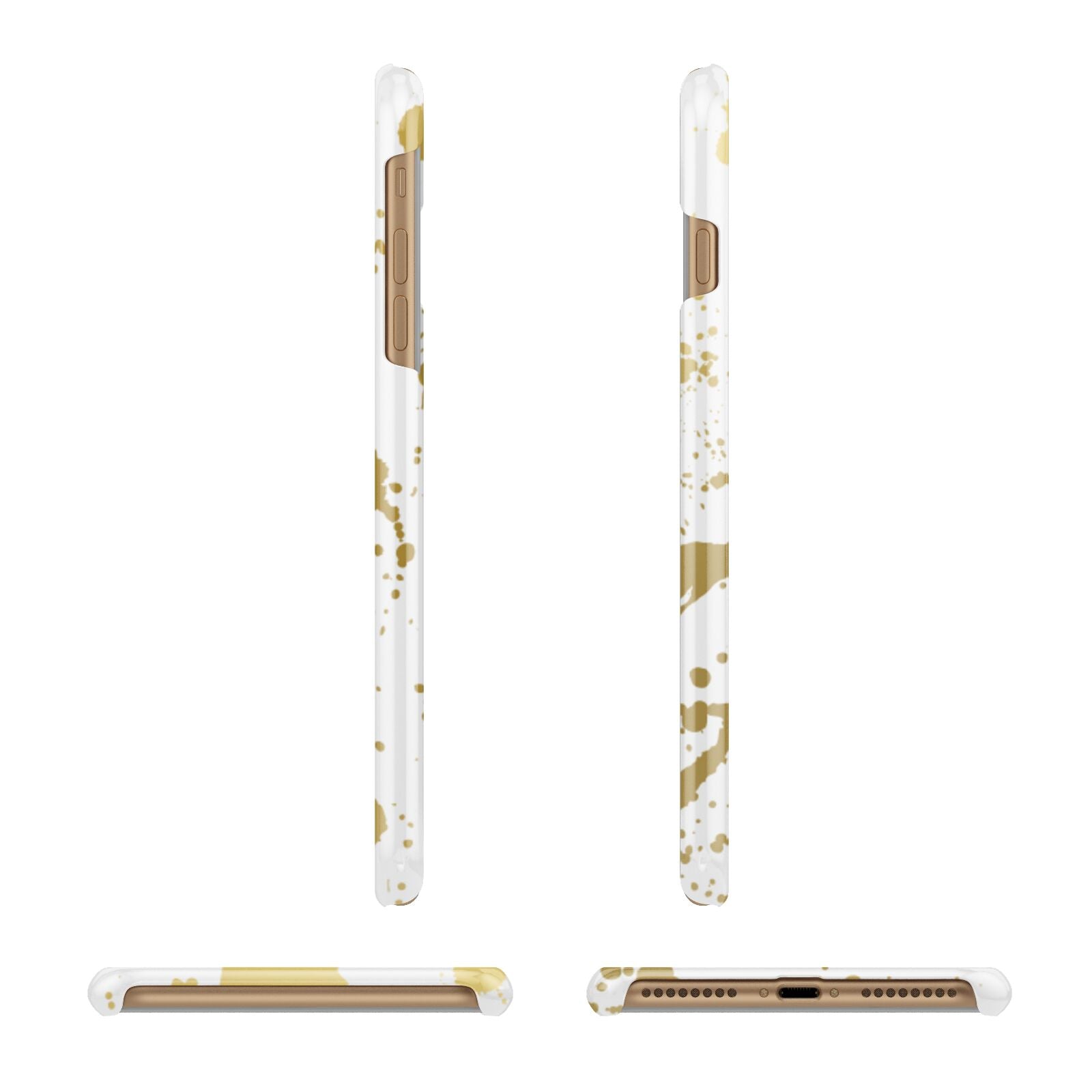 Personalised Gold Ink Splash Apple iPhone 7 Plus 3D Wrap Snap Case Angled Images