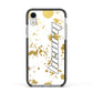 Personalised Gold Ink Splash Apple iPhone XR Impact Case Black Edge on Silver Phone