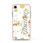 Personalised Gold Ink Splash Apple iPhone XR Impact Case Pink Edge on Silver Phone