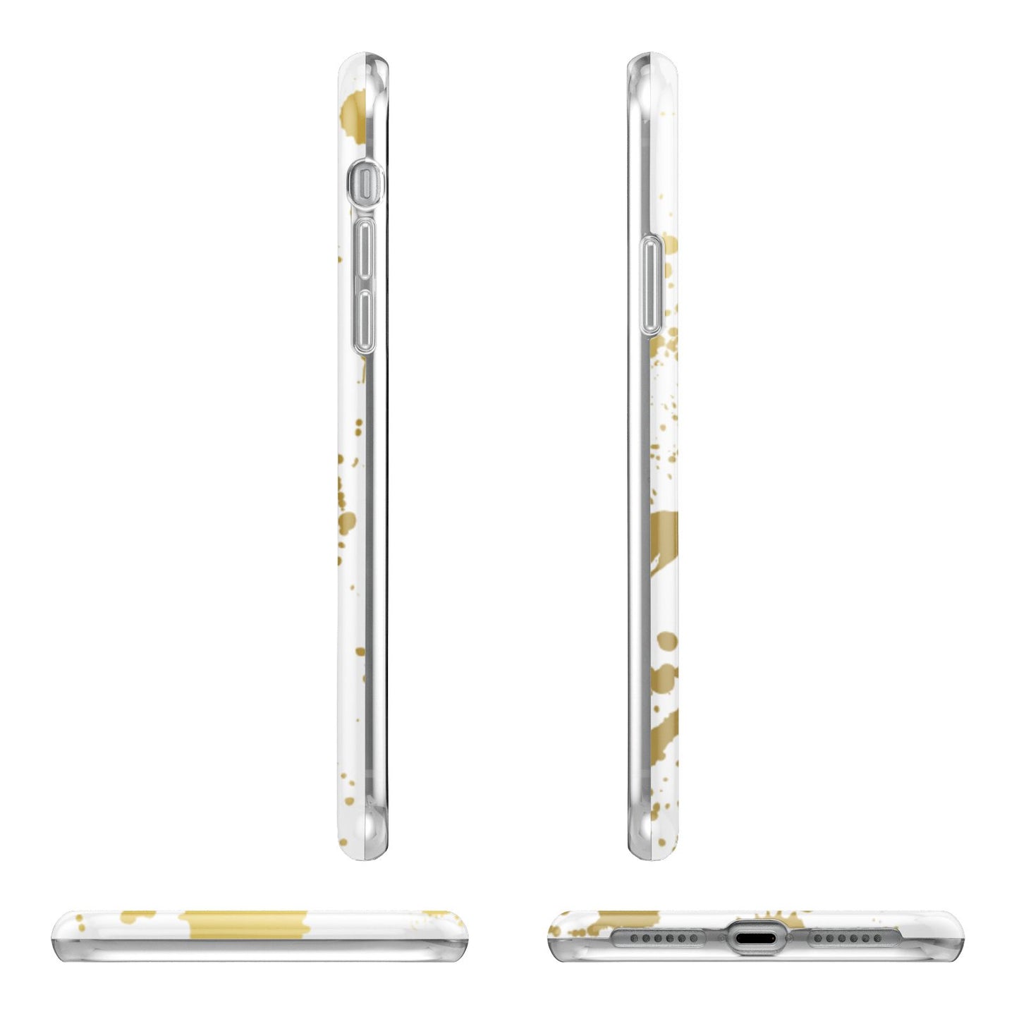 Personalised Gold Ink Splash Apple iPhone XR in White with 3D Wrap Tough Case Alternative Image Angles