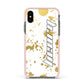 Personalised Gold Ink Splash Apple iPhone Xs Impact Case Pink Edge on Black Phone