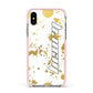 Personalised Gold Ink Splash Apple iPhone Xs Impact Case Pink Edge on Silver Phone