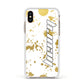 Personalised Gold Ink Splash Apple iPhone Xs Impact Case White Edge on Gold Phone