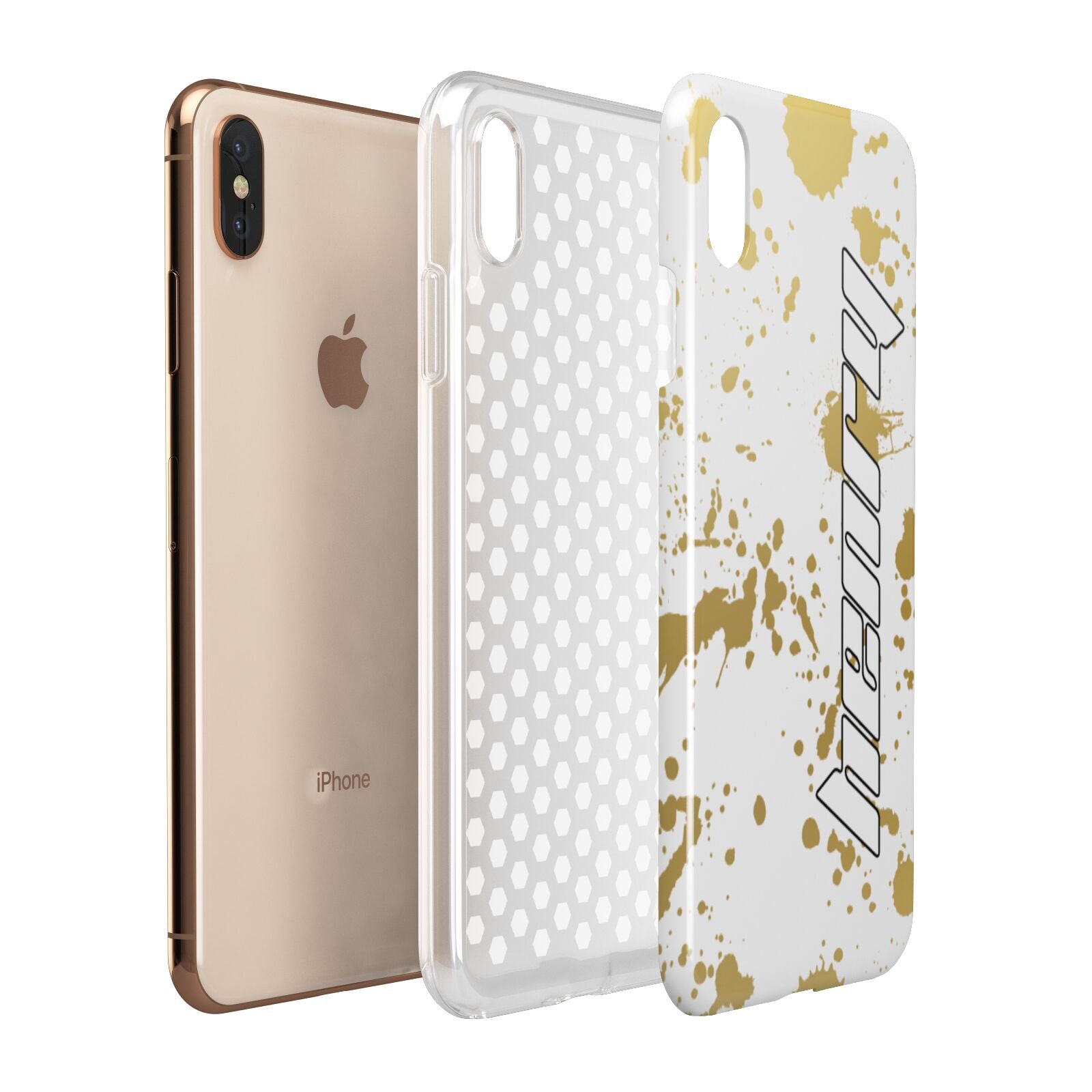 Personalised Gold Ink Splash Apple iPhone Xs Max 3D Tough Case Expanded View