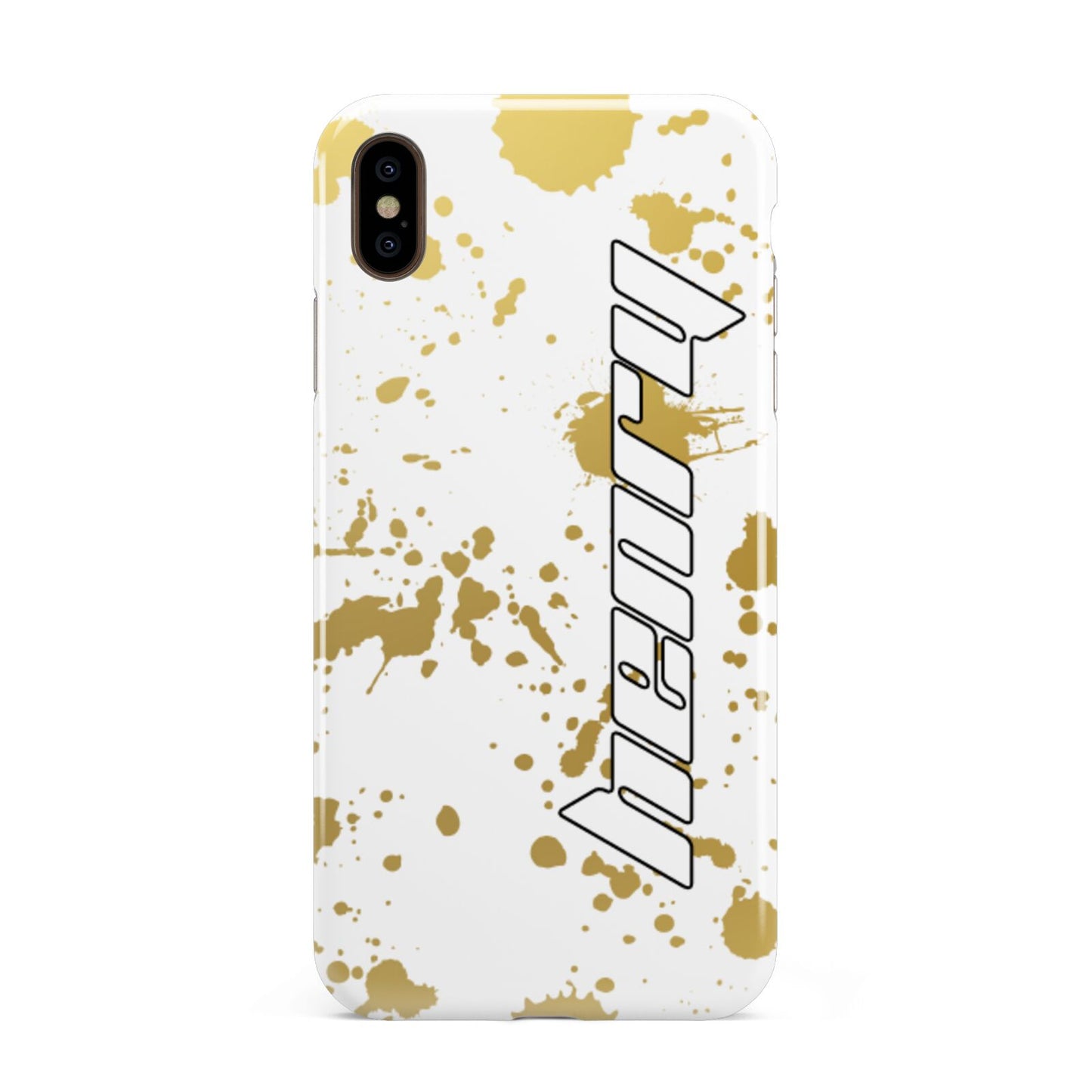 Personalised Gold Ink Splash Apple iPhone Xs Max 3D Tough Case