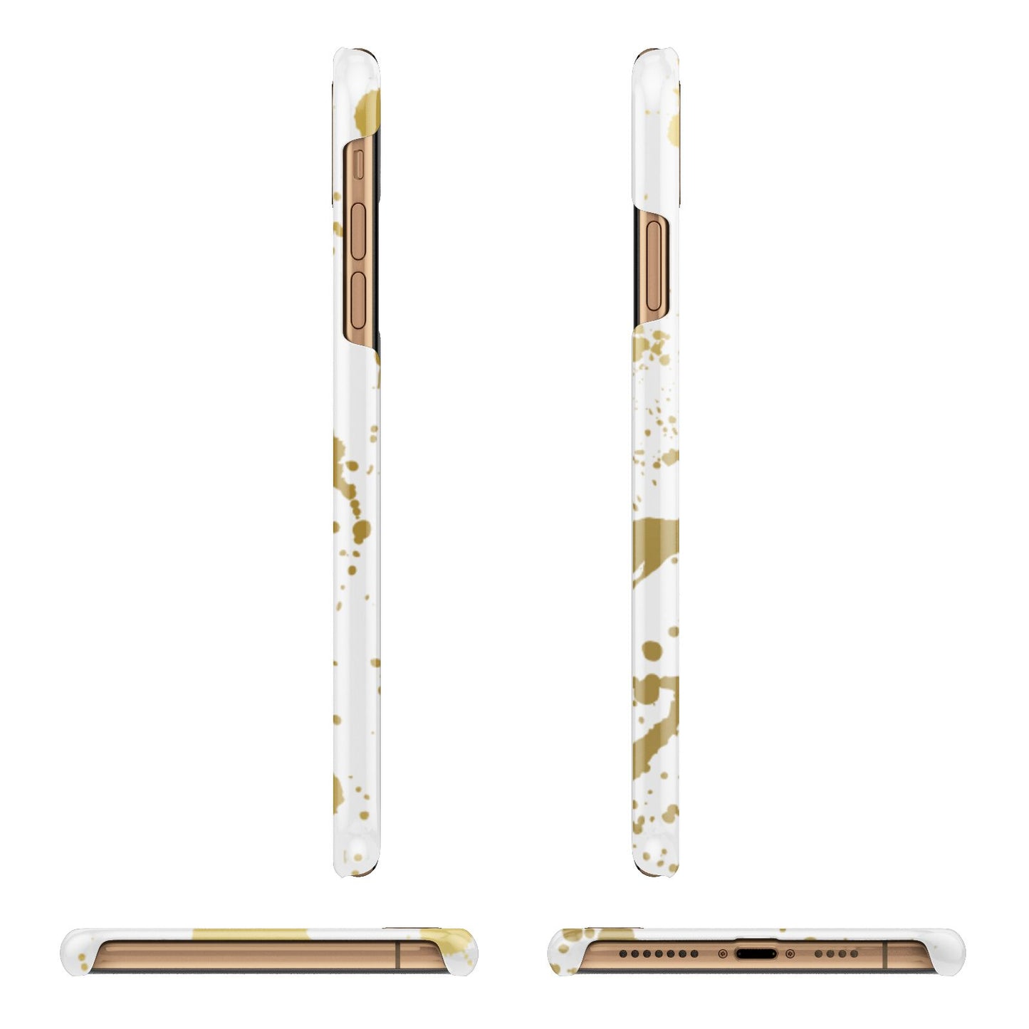 Personalised Gold Ink Splash Apple iPhone Xs Max 3D Wrap Snap Case Angled Images