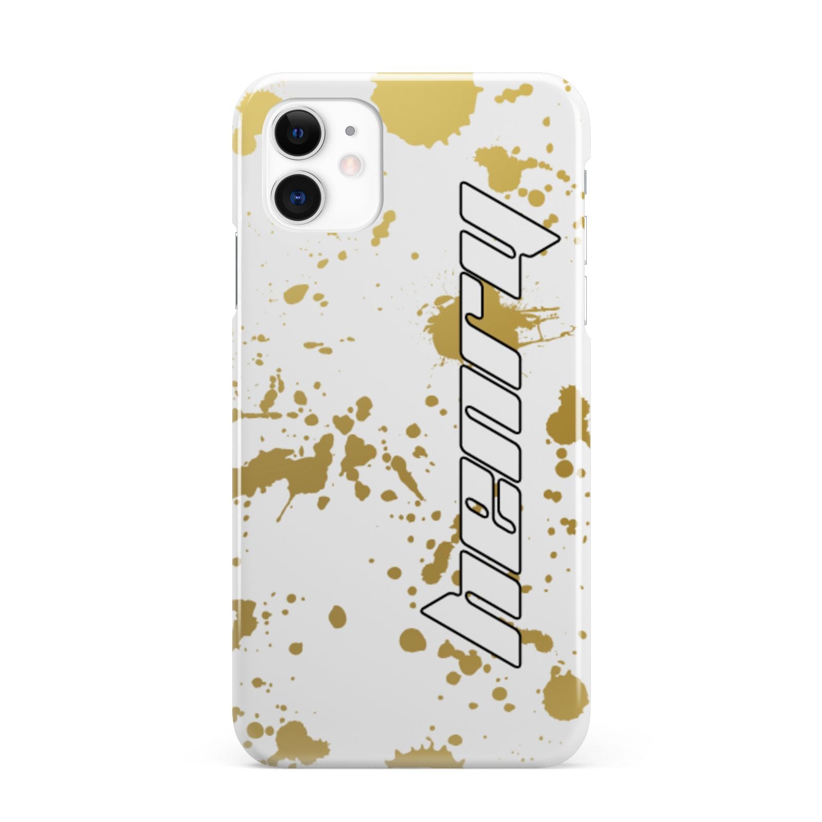 Personalised Gold Ink Splash iPhone 11 3D Snap Case