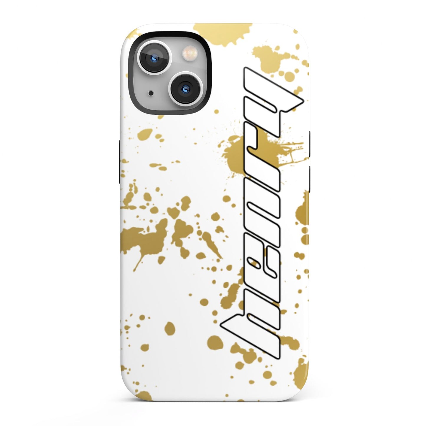 Personalised Gold Ink Splash iPhone 13 Full Wrap 3D Tough Case