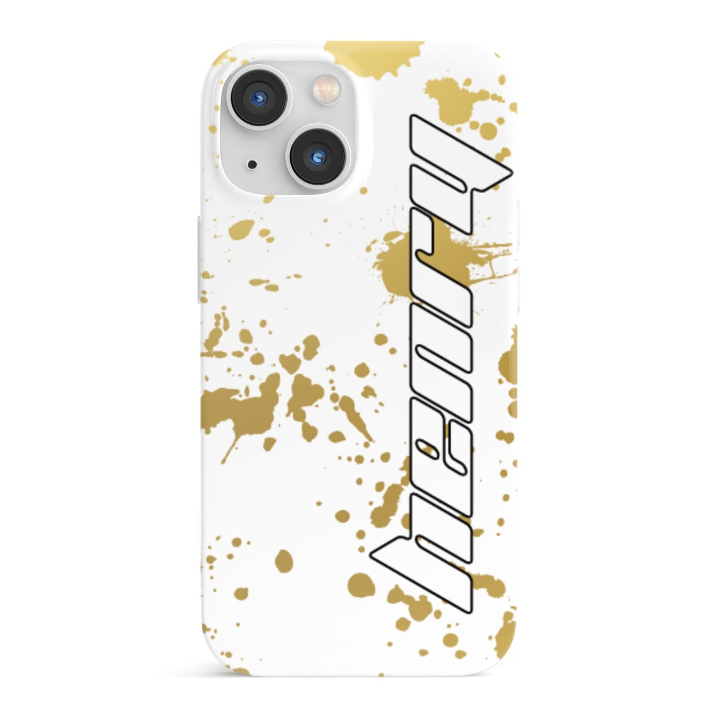 Personalised Gold Ink Splash iPhone 13 Mini Full Wrap 3D Snap Case