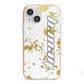 Personalised Gold Ink Splash iPhone 13 Mini TPU Impact Case with Pink Edges