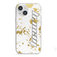 Personalised Gold Ink Splash iPhone 13 Mini TPU Impact Case with White Edges