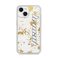 Personalised Gold Ink Splash iPhone 14 Glitter Tough Case Starlight