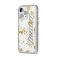 Personalised Gold Ink Splash iPhone 14 Pro Max Clear Tough Case Silver Angled Image