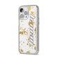 Personalised Gold Ink Splash iPhone 14 Pro Max Glitter Tough Case Silver Angled Image