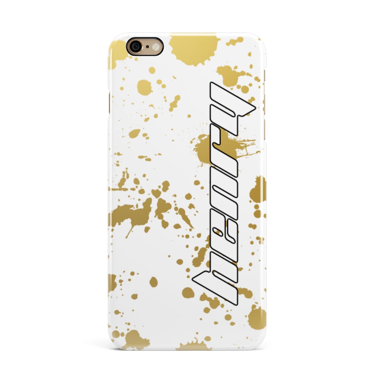 Personalised Gold Ink Splash iPhone 6 Plus 3D Snap Case on Gold Phone