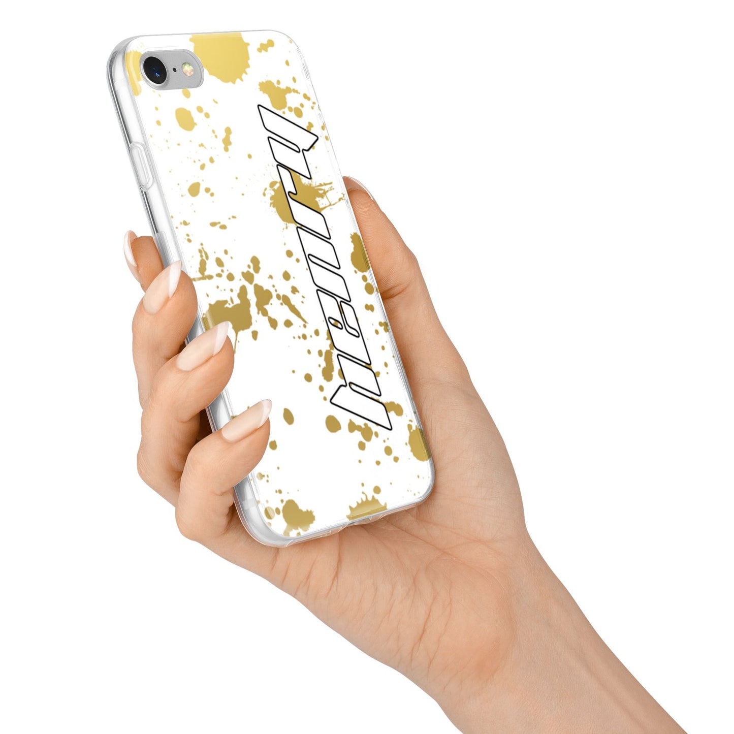 Personalised Gold Ink Splash iPhone 7 Bumper Case on Silver iPhone Alternative Image