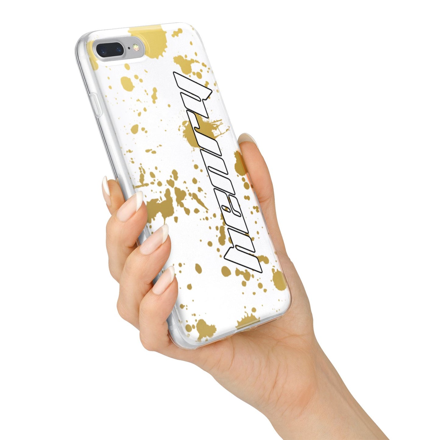 Personalised Gold Ink Splash iPhone 7 Plus Bumper Case on Silver iPhone Alternative Image