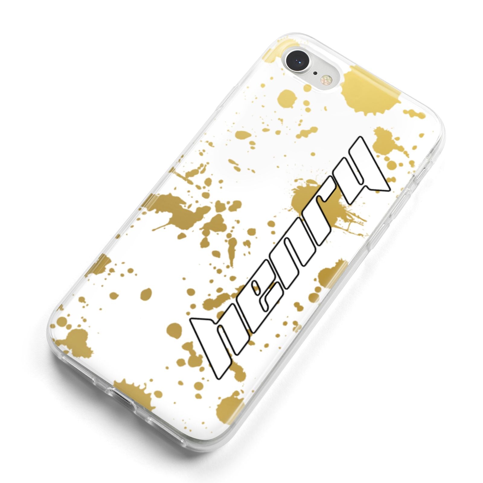 Personalised Gold Ink Splash iPhone 8 Bumper Case on Silver iPhone Alternative Image