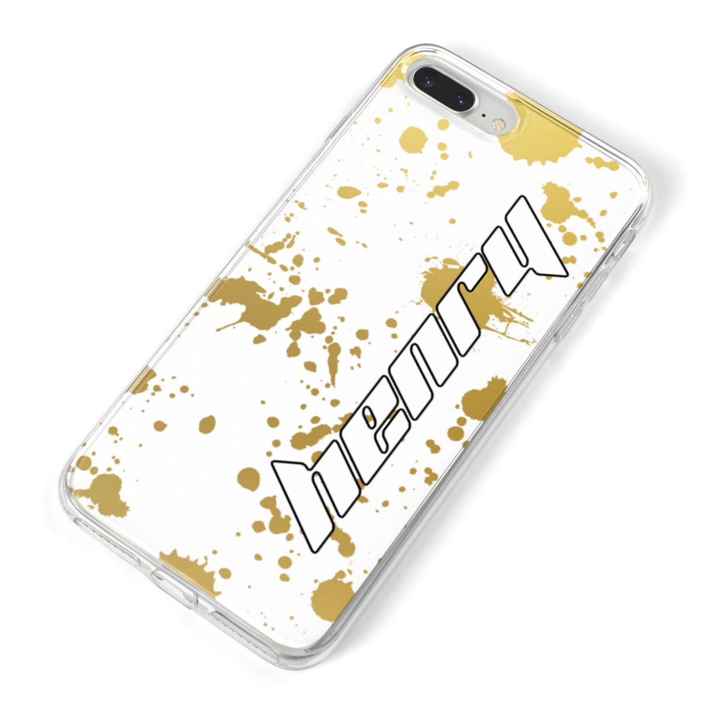 Personalised Gold Ink Splash iPhone 8 Plus Bumper Case on Silver iPhone Alternative Image