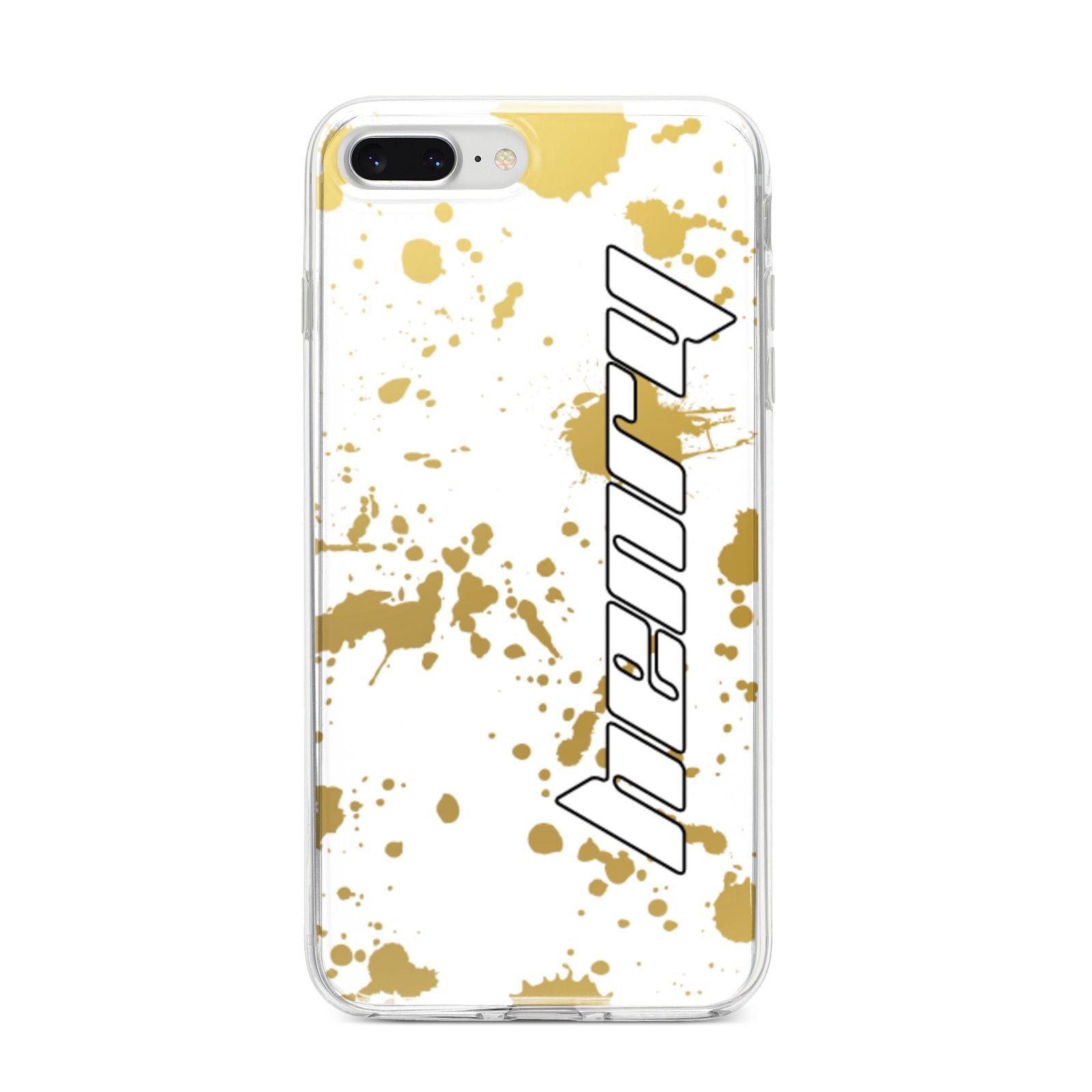Personalised Gold Ink Splash iPhone 8 Plus Bumper Case on Silver iPhone