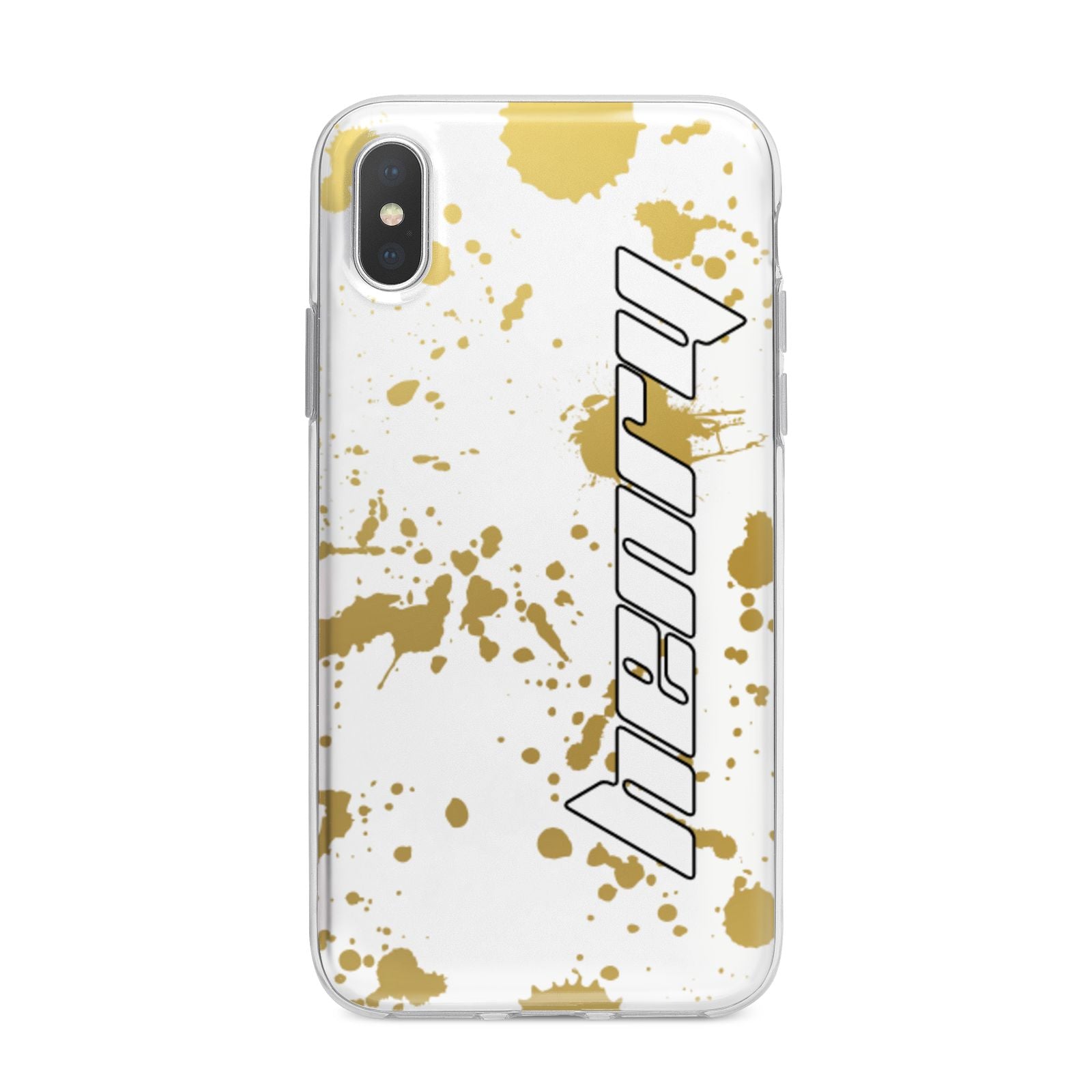 Personalised Gold Ink Splash iPhone X Bumper Case on Silver iPhone Alternative Image 1