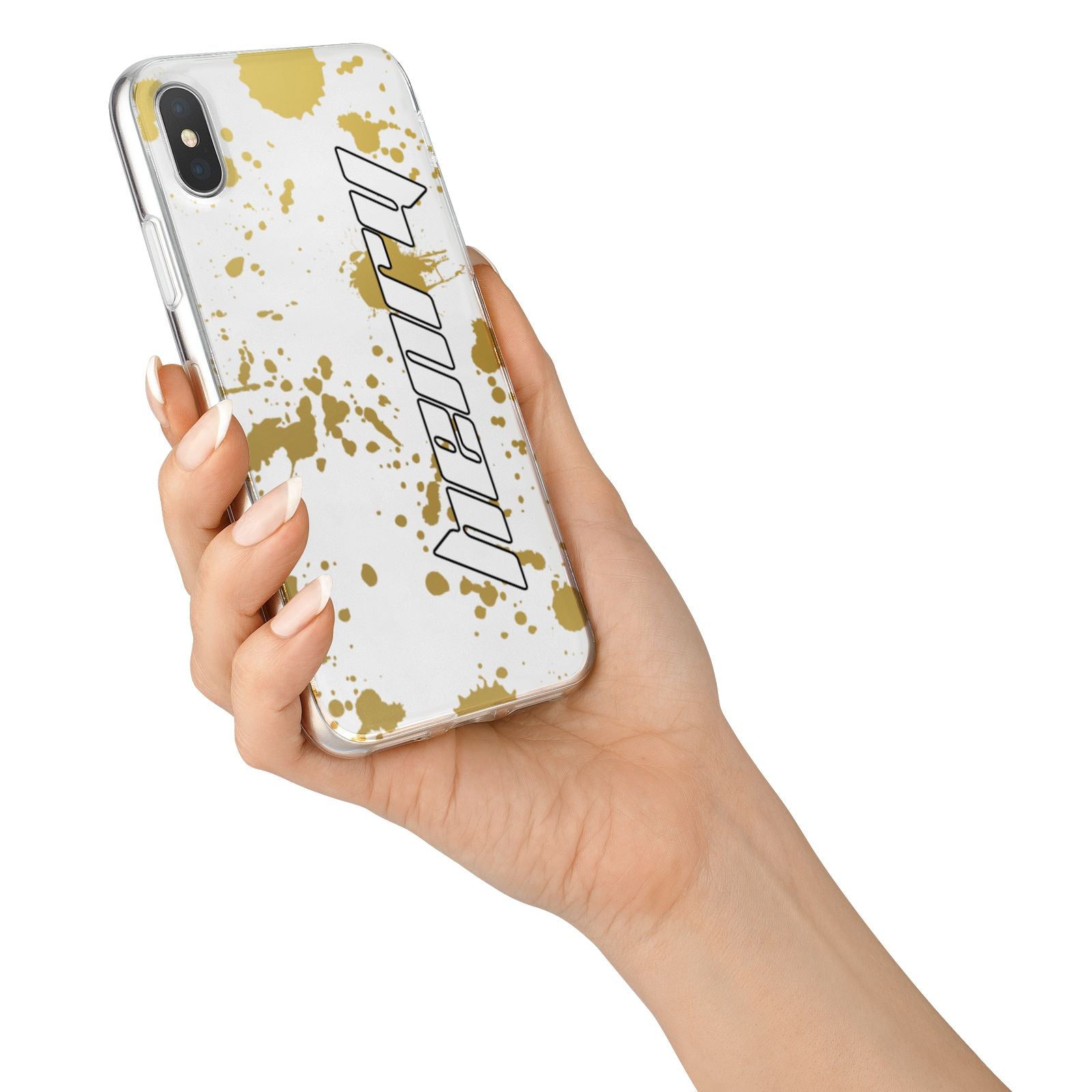 Personalised Gold Ink Splash iPhone X Bumper Case on Silver iPhone Alternative Image 2