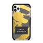 Personalised Gold Leaf Grey With Name Apple iPhone 11 Pro Max in Silver with Black Impact Case