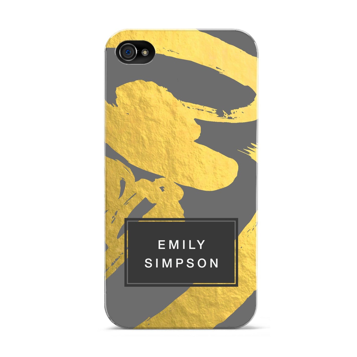 Personalised Gold Leaf Grey With Name Apple iPhone 4s Case