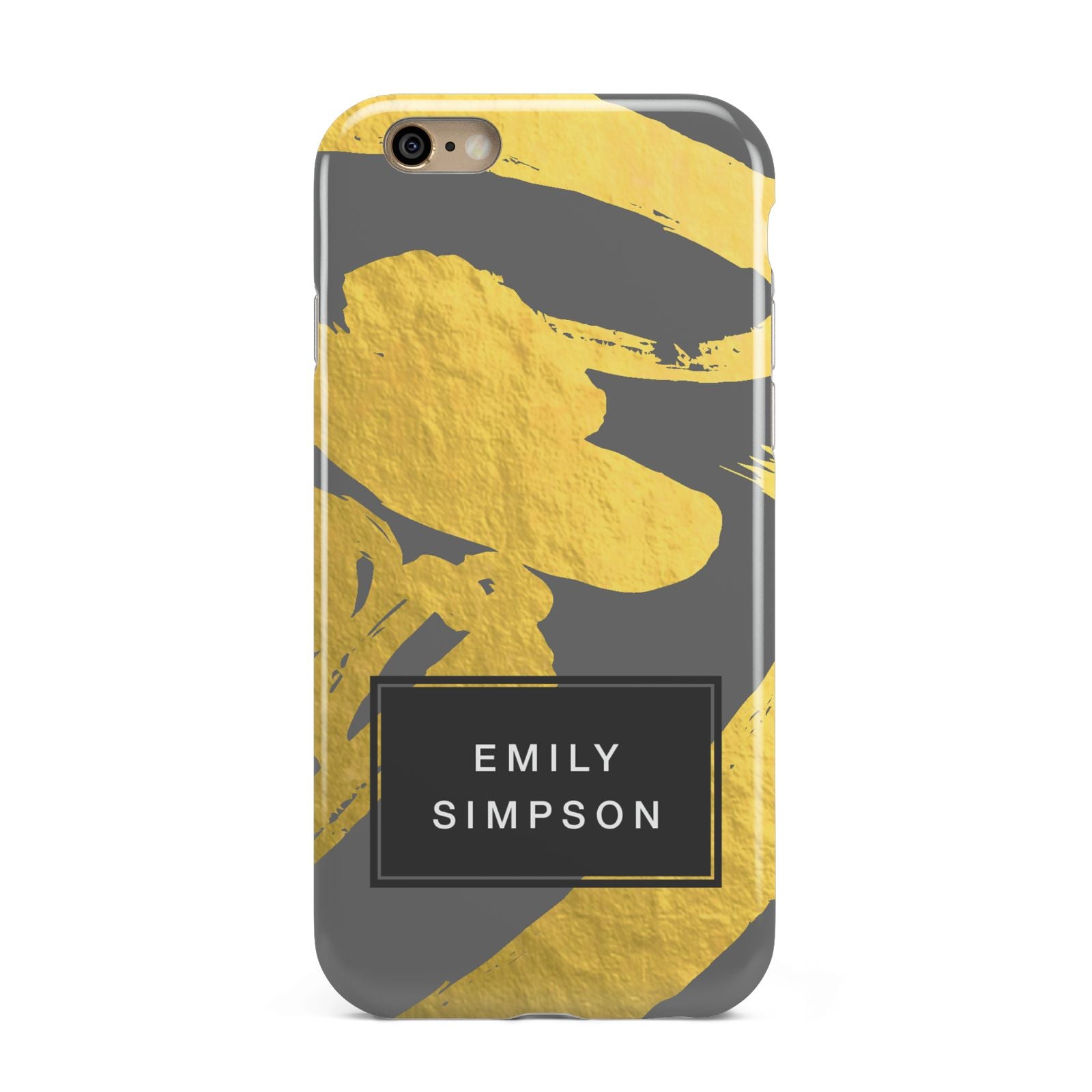 Personalised Gold Leaf Grey With Name Apple iPhone 6 3D Tough Case