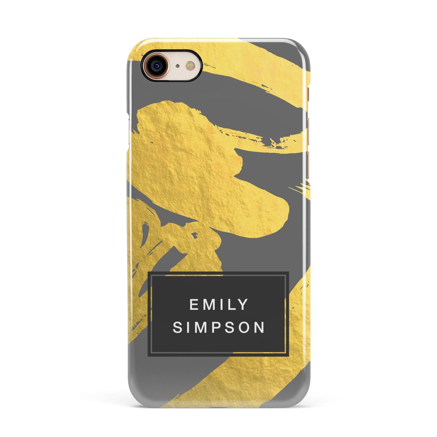 Personalised Gold Leaf Grey With Name Apple iPhone 7 8 3D Snap Case