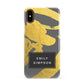 Personalised Gold Leaf Grey With Name Apple iPhone XS 3D Snap Case