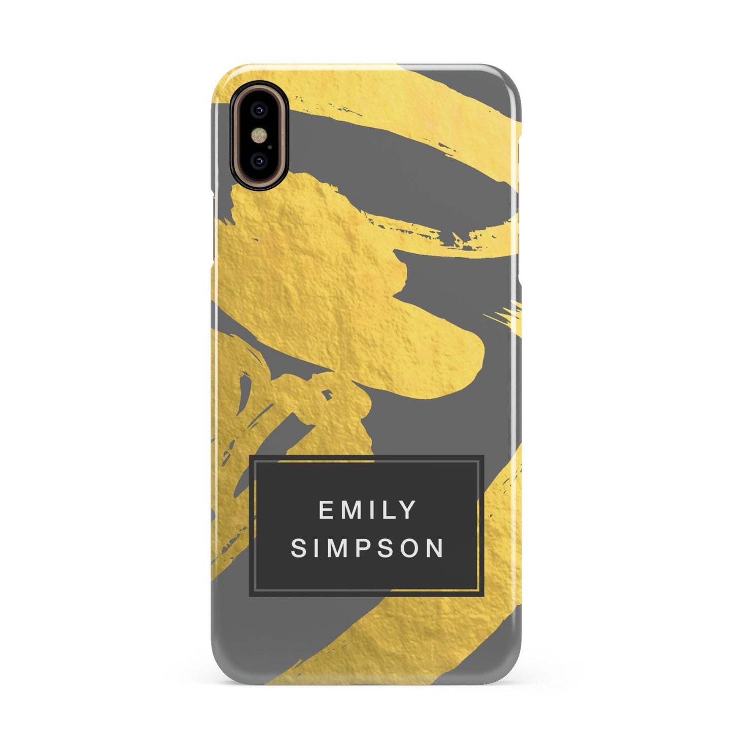 Personalised Gold Leaf Grey With Name Apple iPhone Xs Max 3D Snap Case