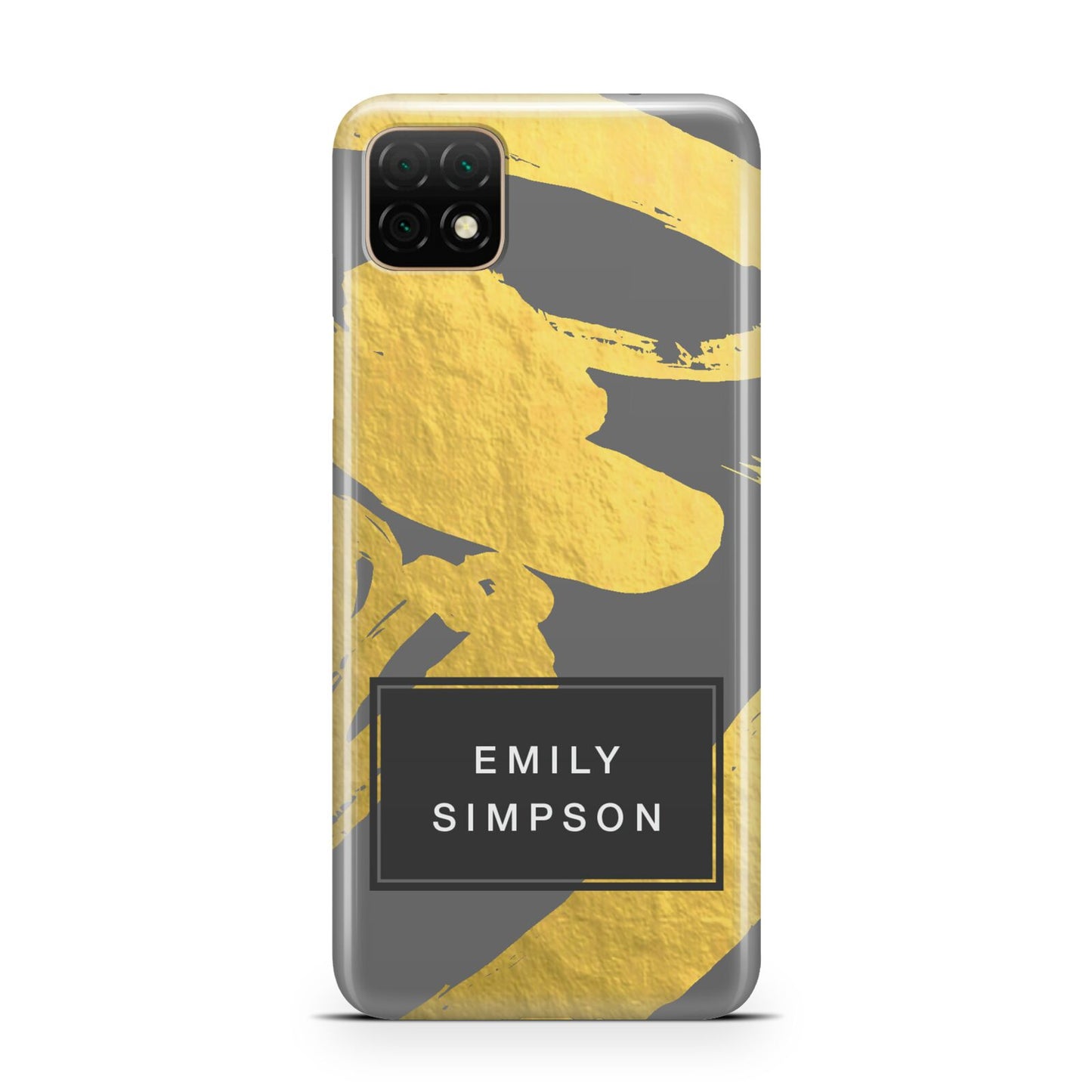 Personalised Gold Leaf Grey With Name Huawei Enjoy 20 Phone Case